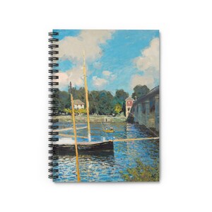 Claude Monet Fine Art Spiral Notebook - &#39;The Bridge at Argenteuil&#39; Print, Ruled-Line Journal