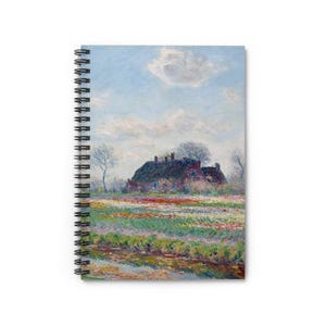 Claude Monet Fine Art Spiral Notebook - &#39;Tulip Fields at Sassenheim&#39; Print, Ruled-Line Journal
