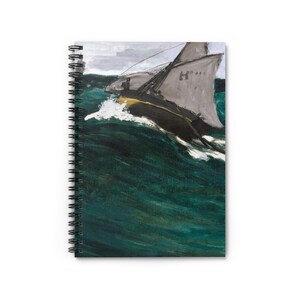 Claude Monet Fine Art Spiral Notebook - &#39;The Green Wave&#39; Print, Ruled-Line Journal