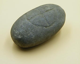 Cross-Inscribed Pebble - antique artifact - natural size - resin replica