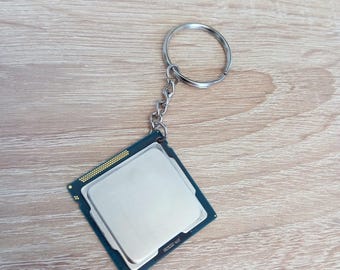 Recycled computer processor CPU keyring. Gift - souvenir
