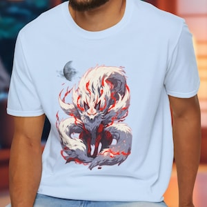 Nine-Tailed Kitsune Shirt - Japanese Fox Spirit Tee - Anime Yokai T-Shirt - Mythical Demon Fox Graphic