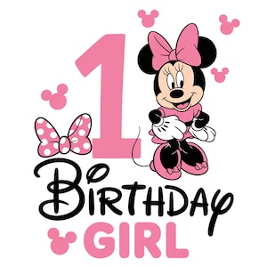Minnie Mouse 1° compleanno PNG, Clipart della festeggiata, Design per maglietta (download digitale) immagine 1