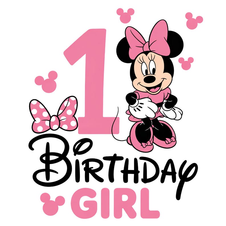 Minnie Mouse 1° compleanno PNG, Clipart della festeggiata, Design per maglietta (download digitale) immagine 1