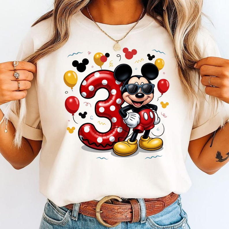 Mickey Mouse 3rd Birthday PNG, Birthday Boy Shirt Design (Digital Download) image 2