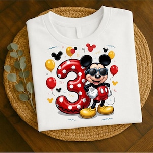 Mickey Mouse 3rd Birthday PNG, Birthday Boy Shirt Design (Digital Download) image 6