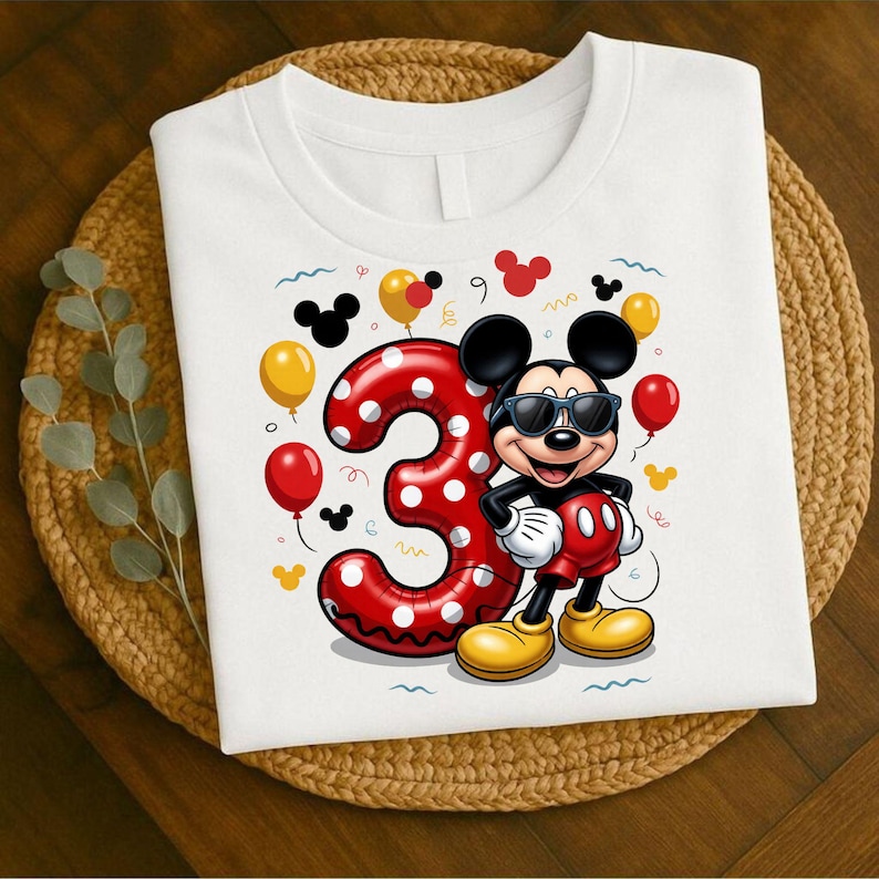 Mickey Mouse 3rd Birthday PNG, Birthday Boy Shirt Design (Digital Download) image 6
