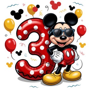 Mickey Mouse 3rd Birthday PNG, Birthday Boy Shirt Design (Digital Download) image 1