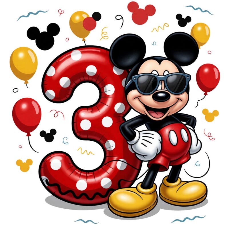 Mickey Mouse 3rd Birthday PNG, Birthday Boy Shirt Design (Digital Download) image 1