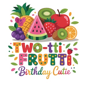 Tutti Frutti födelsedag PNG, akvarell fruktfest sublimeringsdesign, digital nedladdning.