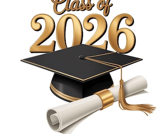 Class of 2026 Graduation Clipart, Cap Design PNG, College & University, Instant Digital Download.