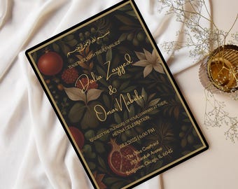 Editable Henna Party Invitation Template, Traditional Henna Night Invite, Olive Branch Arab Henna Wedding Invitation, Katb Kitab Invite