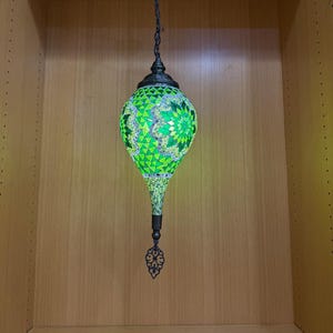 Handmade Lamp Turkish Mosaic Chandelier | Large Hanging Ceiling Light | Boho Moroccan Lighting | Colorful Glass Statement Lamp