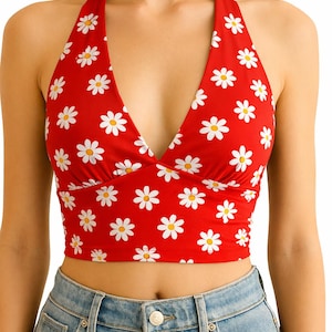 Patrón de costura de top halter, patrón de costura de top para niñas, patrón de costura de top de verano, patrón de top halter exuberante, patrón de costura de top bohemio, patrón de top para mujer