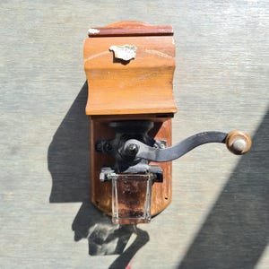 Vintage Dutch Cast Iron & Wood Coffee Grinder