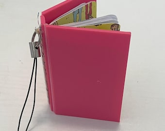 Mini Hardcover Junk Journal Keychain | Tiny Zine Notebook with NFC Tag | Where’s Waldo Pocket Slam Book | Miniature Book Gift
