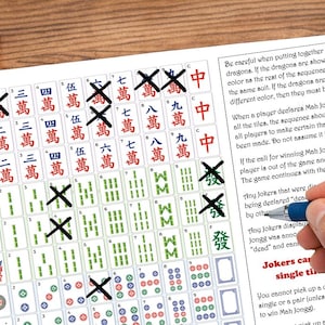 Mahjong Discard Tracker - Druckbarer PDF-Spickzettel