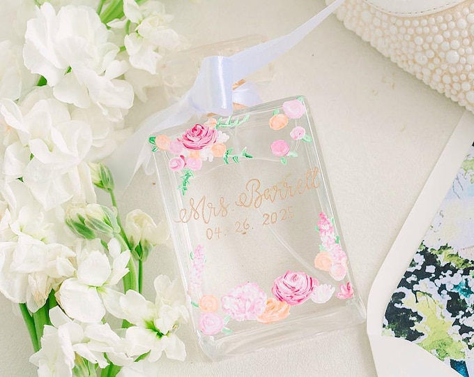 Personalized custom engraved perfume bottle, empty, with any text! Wedding keepsake for any member!