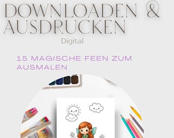 Magical Fairy Coloring Pages – 15 Printable Sheets | Instant Download Fantasy Coloring for Kids & Adults
