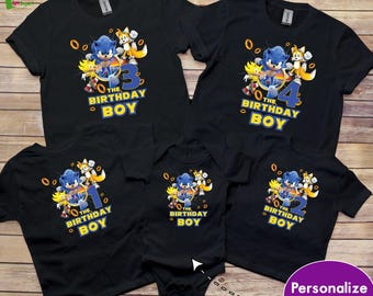 Custom Birthday T Shirt, Sonic Birthday Tshirt, Ring Birthday Shirt, Super Sonic Birthday Tee, Inspired Hedgehog Birthday Shirt Y7