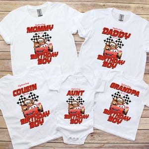 Cars Birthday Tshirt, Lightning McQueen Family Matching Tshirt, Disney Birthday Tee, Cars Inspired Birthday Tee, Race Car Tee,Cute Mommy Tee image 1