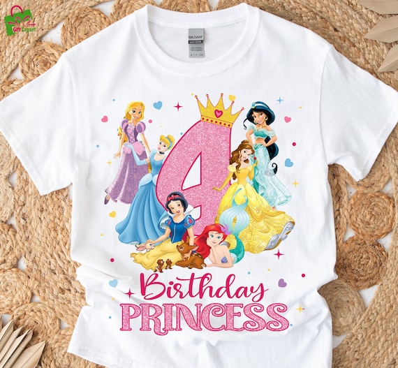 My 4th Birthday Tshirt, 4th Birthday Tshirt, Princess Shirt, Disney Princess Birthday Shirt, Cute Birthday tee,Princess Fabulous at Four tee