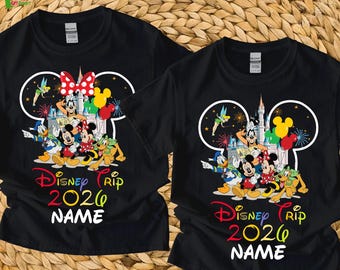 Camiseta personalizada da Disney, Camiseta Viagem à Disney 2026, Camiseta Viagem à Disneylândia, Camiseta com nome da fantasia, Camiseta Disney Squad, Camiseta Minnie Mickey, Camiseta Disney