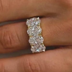 4 TW Oval Moissanite Half Eternity Band, Oval Cut Wedding Band, Oval Stacking Matching Band, Engagement Ring For Her, Oval Diamond Ring