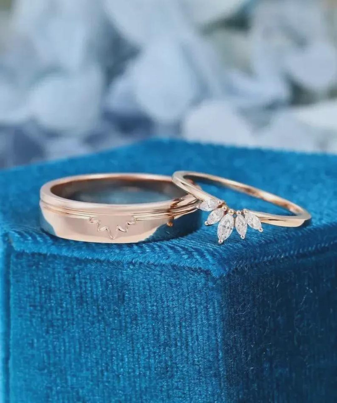 His & Her Matching Stainless Steel Couple Rings Set - King & Queen Wedding Bands, Engagement Promise Rings (Black & Rose Gold, Size 11 & 6) - View #3