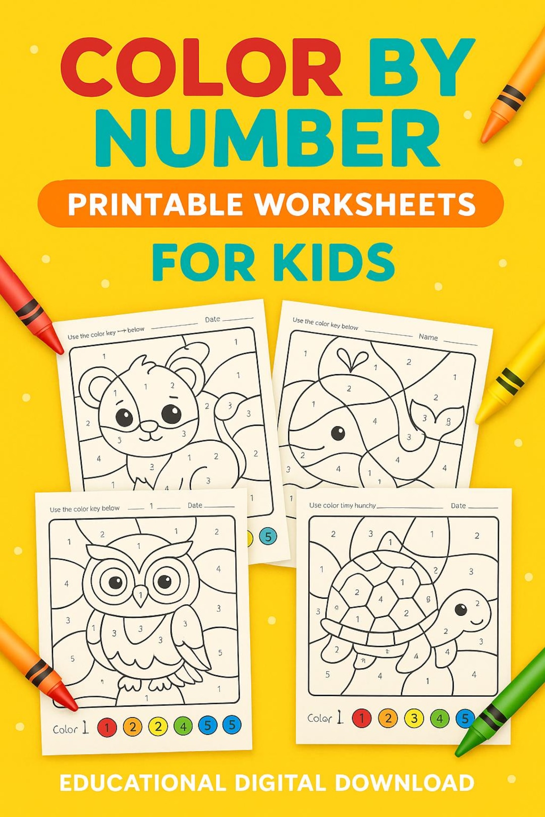 Color by Number Worksheets for Kids – Printable Educational PDF for ...