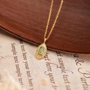 Dainty Sterling Silver Peridot Necklace, Vintage Oval Green Gemstone Pendant, Handmade August Birthstone Jewelry, Mother's Day Gift for Mom