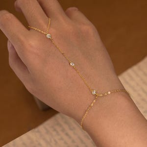 925 Sterling Silver Hand Chain Bracelet,Beaded Hand Jewelry and Chain Ring,Engagement Gift,Gift for Her,Christmas Gift for Mom,Birthday Gift