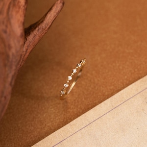 Dainty Minimalist 14K Gold Diamond CZ Ring, Custom April Birthstoone Ring, Unique CZ Promise Ring, Women Classic Everyday Ring, Gift for Her