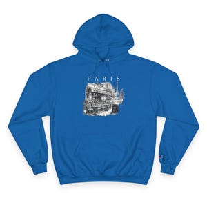 Moletom com Capuz Premium Unissex Champion | Moletom Paris Cafe Preto e Branco | Moletom Torre Eiffel | Streetwear com Estética Francesa imagem 6