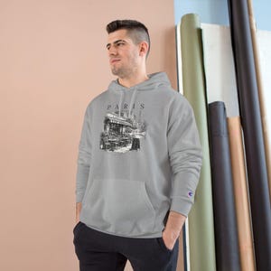 Moletom com Capuz Premium Unissex Champion | Moletom Paris Cafe Preto e Branco | Moletom Torre Eiffel | Streetwear com Estética Francesa imagem 9