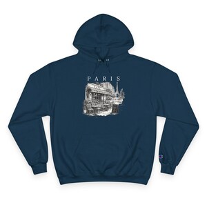 Moletom com Capuz Premium Unissex Champion | Moletom Paris Cafe Preto e Branco | Moletom Torre Eiffel | Streetwear com Estética Francesa imagem 7