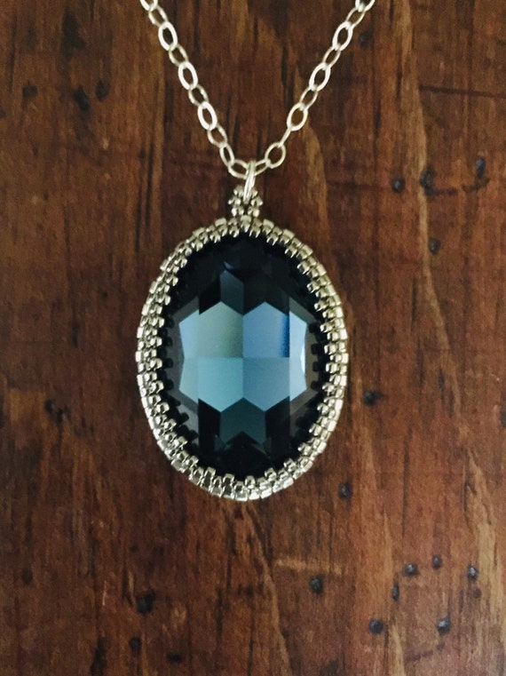 DI CC Swarovski crystal pendant necklace: Large midnight blue | Etsy DI CC Swarovski crystal pendant necklace: Large midnight blue | Etsy