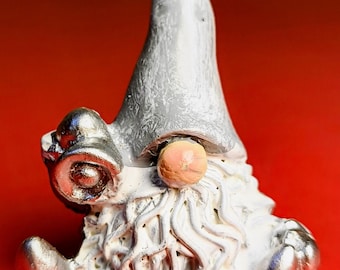 Mini Silver Christmas Gnome – Nordic Holiday Shelf Decor