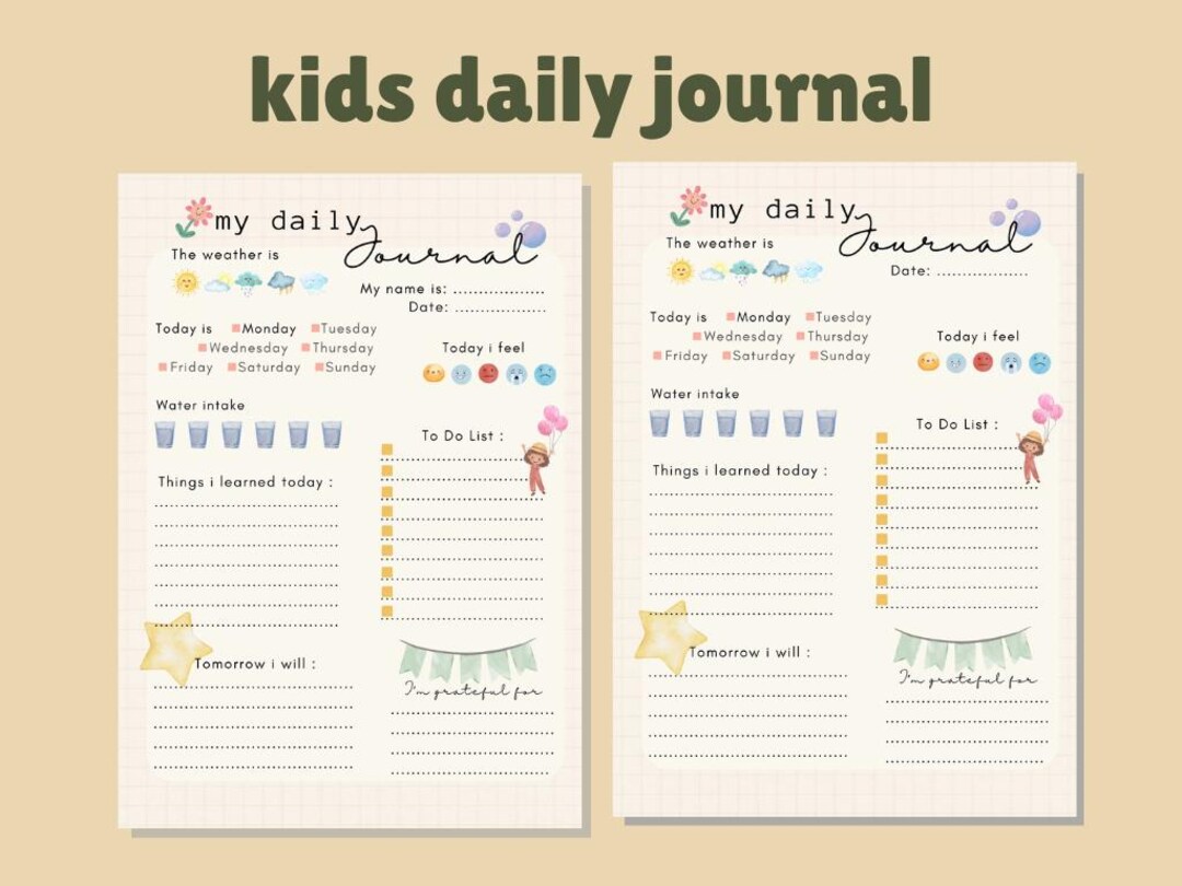 Kids Daily Journal | Printable | Homeschool | Educations - Etsy