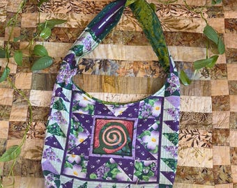 Sac à bandoulière en patchwork tourbillonnant, fait main