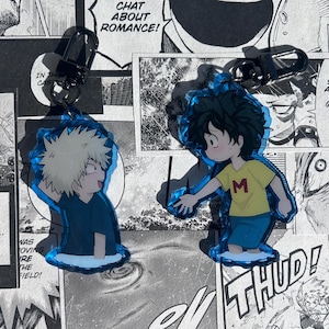 bakugo + deku matching river scene acrylic keychains