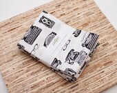 Large Cloth Napkins - Set of 4 - (N9175) - Vintage Inspired Typewriter Phone Reusable Fabric Napkins