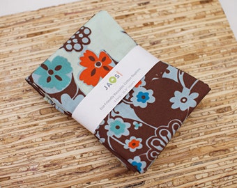 Large Cloth Napkins - Set of 4 - (N3655) - Brown Osaka Floral Modern Reusable Fabric Napkins