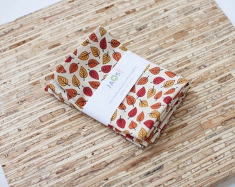 Small Cloth Napkins - Set of 4 - (N6472s) - Autumn Leaves Beige Reusable Fabric Napkins