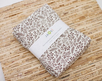 Large Cloth Napkins - Set of 4 - (N8732) - Brown Ferns on Natural Reusable Fabric Napkins