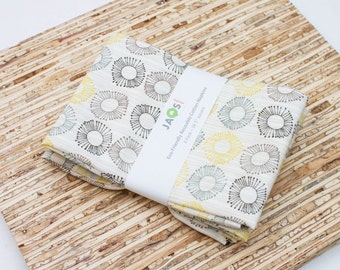 Large Cloth Napkins - Set of 4 - (N3817) - Cream Stripe Circles Modern Reusable Fabric Napkins