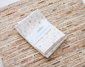 Small Cloth Napkins - Set of 4 - (N8344s) - Little Pink Triangles Reusable Cotton Fabric Napkins