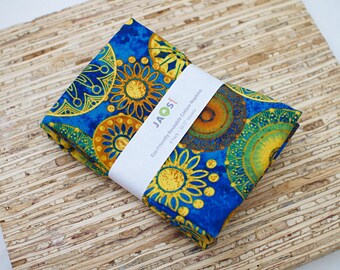 Large Cloth Napkins - Set of 4 - (ND246) - Circle Decorative Medallions Modern Reusable Fabric Napkins