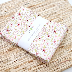 Large Cloth Napkins - Set of 4 - (NA913) - Cream Floral Reusable Fabric Napkins