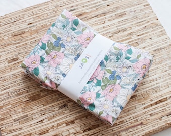 Large Cloth Napkins - Set of 4 (NB912) - Country Floral White Reusable Fabric Napkins